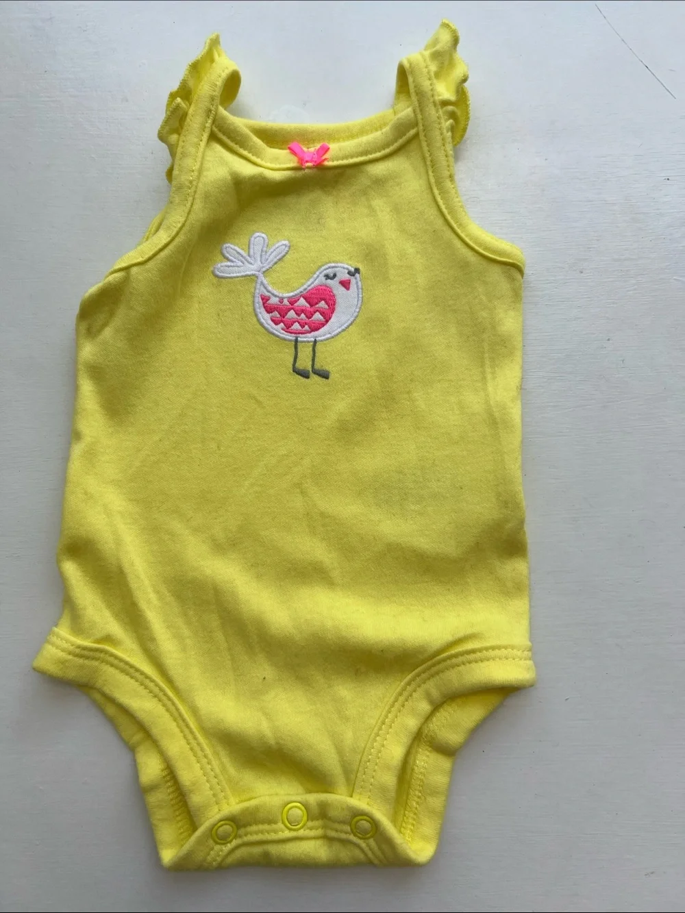 Carter's Yellow Ruffle-Shoulder Newborn Onesie